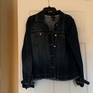 INC Denim Jacket w tint rhinestone detailed cuffs